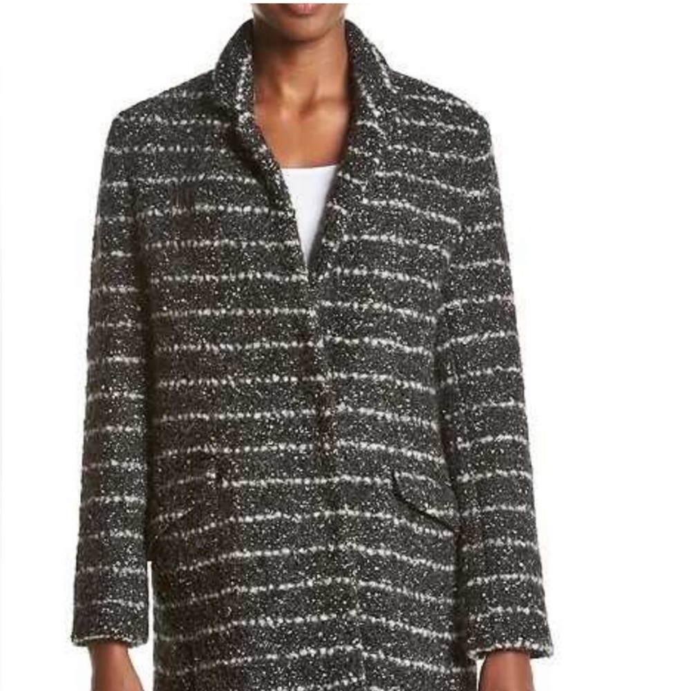 Vera Wang Boucle Coat Black and White Oversized Wool blend Preppy Classic